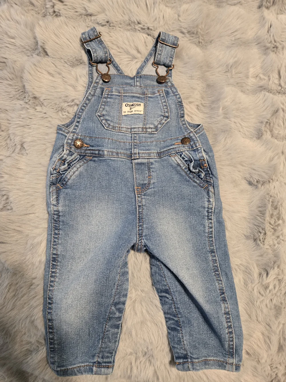 OshKosh B'gosh Girl Denim Ruffle Pocket Overalls 6M